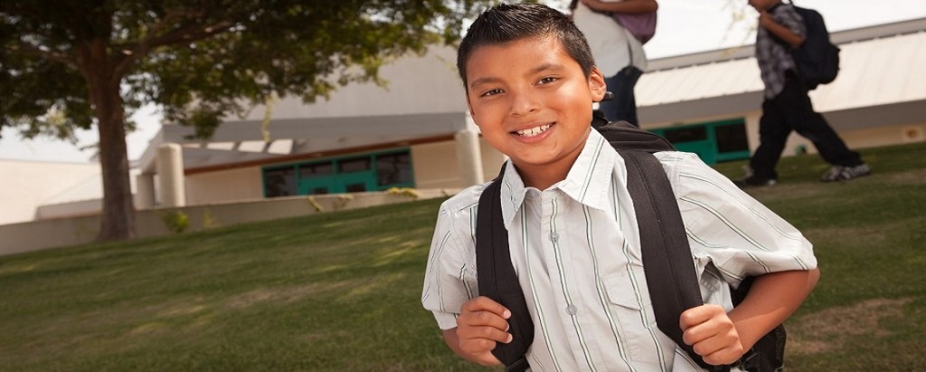 Boy going to school